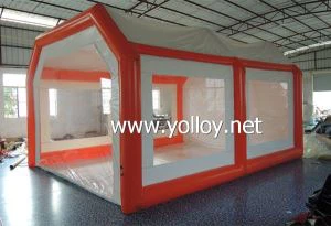 빨간색과 흰색 풍선 워크샵 자동차 텐트